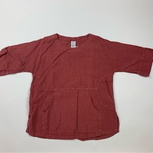 Vintage 90s Match Point 100% Linnen Short Sleeve Blouse